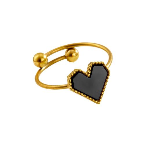 Stainless Steel Finger Ring, 304 Stainless Steel, with Acrylic, gold color plated, fashion jewelry & for woman, more colors for choice, US Ring Size:7, Sold By PC