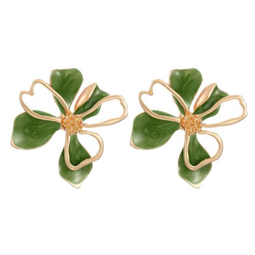 Pendientes de Perno de Aleación de Zinc, Flor, chapado, Joyería & para mujer & esmalte, más colores para la opción, Vendido por Par