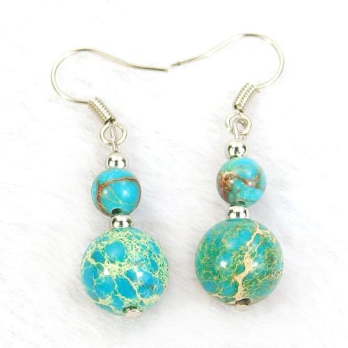 Natural Gemstone Earrings, with Iron, plated, fashion jewelry, more colors for choice, 6x10mm, Sold By PC