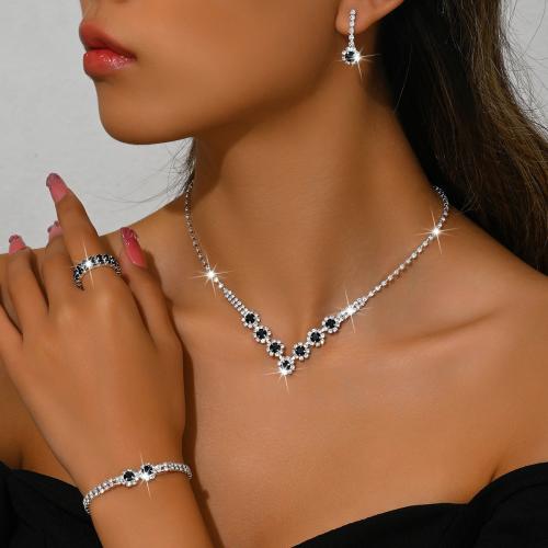 Brass Jewelry Set, plated, different styles for choice & for woman & with rhinestone, Sold By Set