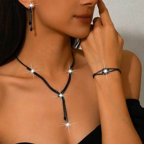 Brass Jewelry Set, plated, different styles for choice & for woman & with rhinestone, Sold By Set