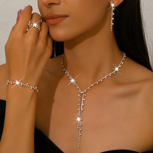 Brass Jewelry Set, plated, different styles for choice & for woman & with rhinestone, Sold By Set