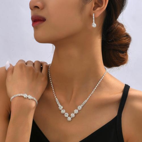 Brass Jewelry Set, plated, different styles for choice & for woman & with rhinestone, Sold By Set