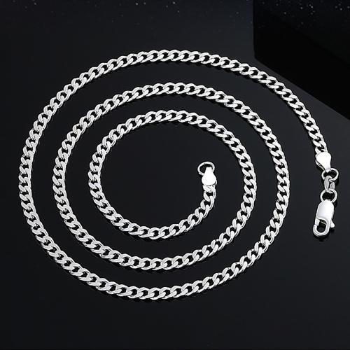 925 Sterling Silver Necklace Chain, sideways chain & different size for choice, more colors for choice, Sold By PC