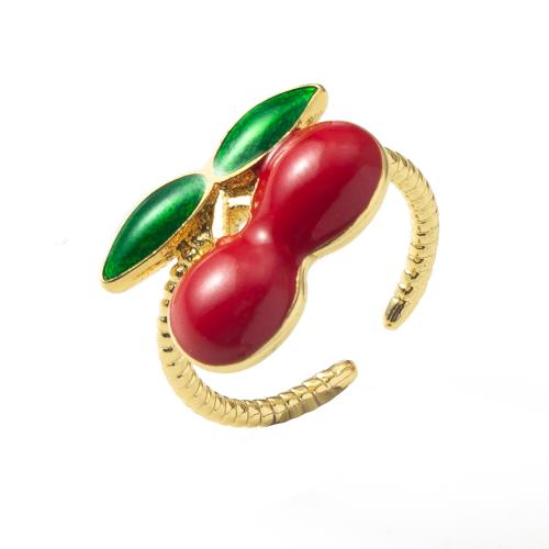 Brass Finger Ring, plated, fashion jewelry & enamel, red, nickel, lead & cadmium free, 20.30x23x14.50mm, Sold By PC