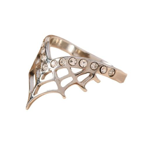 Rhinestone-Edelstahl -Finger-Ring, 304 Edelstahl, plattiert, unisex & mit Strass & hohl, originale Farbe, Größe:7, verkauft von PC