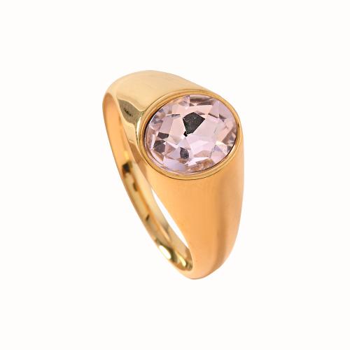 Zirkonia Edelstahl-Finger- Ring, 304 Edelstahl, mit kubischer Zirkonia, 18K vergoldet, Modeschmuck & unisex, keine, Größe:9, verkauft von PC
