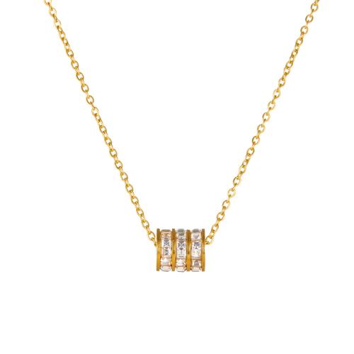 Stainless Steel Jewelry Necklace, 304 Stainless Steel, plated, fashion jewelry & for woman & with rhinestone, more colors for choice, Length:Approx 45 cm, Sold By PC