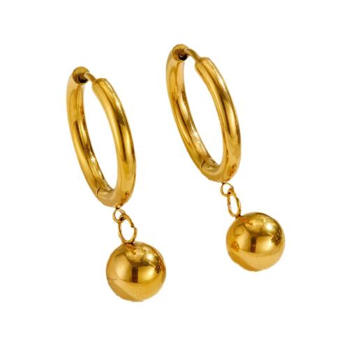 Stainless Steel Drop Earring, 304 Stainless Steel, plated, fashion jewelry & for woman, golden, 10x10x10mm, Sold By Pair