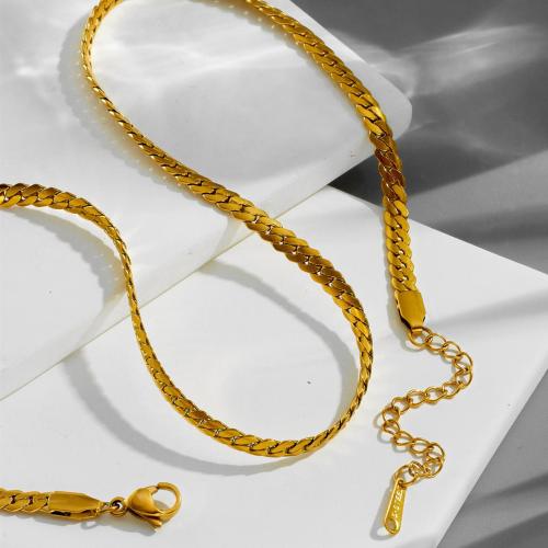 Fashion Stainless Steel Jewelry Sets, 304 Stainless Steel, plated, fashion jewelry & different styles for choice & for man, golden, Necklace :40cm; Bracelet :16cm., Sold By PC