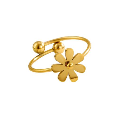 Stainless Steel Finger Ring, 304 Stainless Steel, plated, fashion jewelry & for woman, golden, US Ring Size:7, Sold By PC