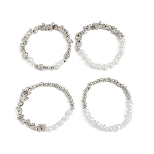 Bracelet en alliage de zinc, avec plastique revêtu de cuivre & perle de plastique, Placage, bijoux de mode & unisexe & styles différents pour le choix, plus de couleurs à choisir, Vendu par fixé