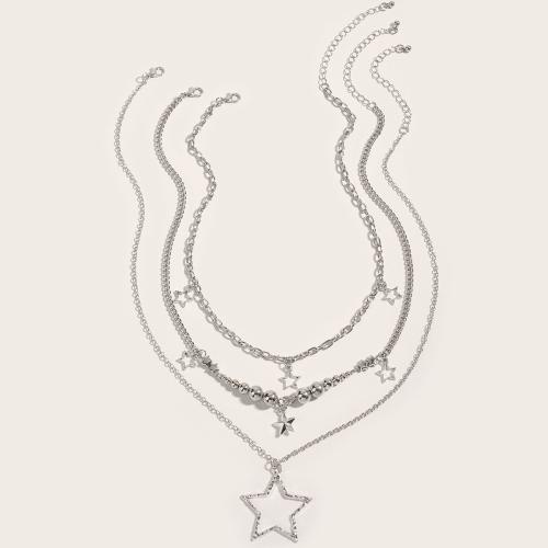 Multi Layer Necklace, Tibetan Style, with Plastic & Plastic Pearl & Acrylic, plated, fashion jewelry & different styles for choice & for woman, Sold By Set