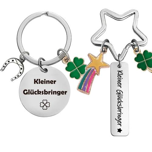Bag Purse Charms Keyrings Keychains, 304 Stainless Steel, with Tibetan Style, polished, Unisex & carved & enamel, Long bar size: 12*50mm, round plate diameter: 30mm, ring diameter: 30mm, Sold By PC