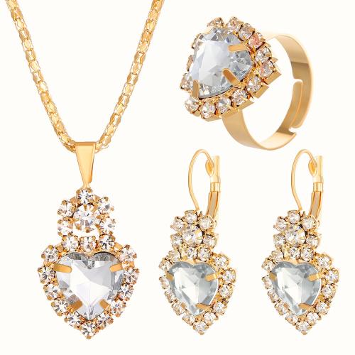 Brass Jewelry Set, with Acrylic, fashion jewelry & for woman & with rhinestone, more colors for choice, Sold By PC