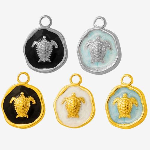 Acier inoxydable 304 Pendentif, tortue, DIY & émail, plus de couleurs à choisir, 10PC/sac, Vendu par sac