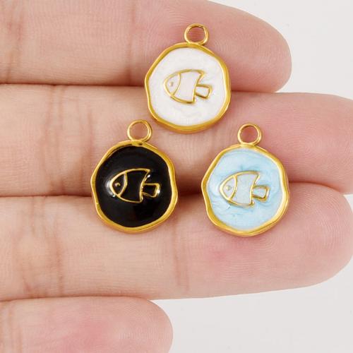 Acier inoxydable 304 Pendentif, poisson, DIY & émail, plus de couleurs à choisir, 10PC/sac, Vendu par sac