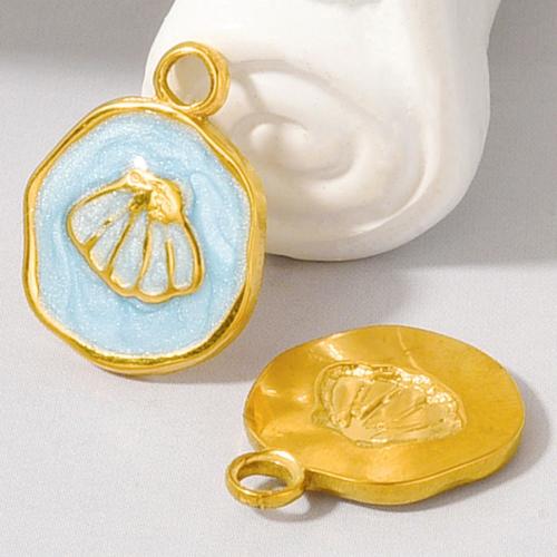 Acier inoxydable 304 Pendentif, coquille, DIY & émail, plus de couleurs à choisir, 10PC/sac, Vendu par sac