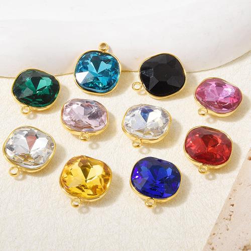 Rhinestone Pendant, 304 Stainless Steel, with Glass Rhinestone, Vacuum Ion Plating, DIY, more colors for choice, 16x13mm, 10PCs/Bag, Sold By Bag