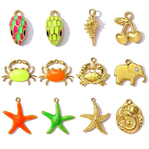 Titanium Steel Pendants, with Plastic Pearl, plated, DIY & different styles for choice & enamel & with rhinestone, more colors for choice, 3PCs/Bag, Sold By Bag
