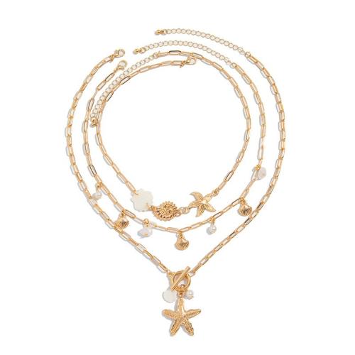 Multi Layer Necklace, Tibetan Style, with Gemstone & Plastic & Plastic Pearl, plated, three pieces & fashion jewelry & for woman, Sold By Set
