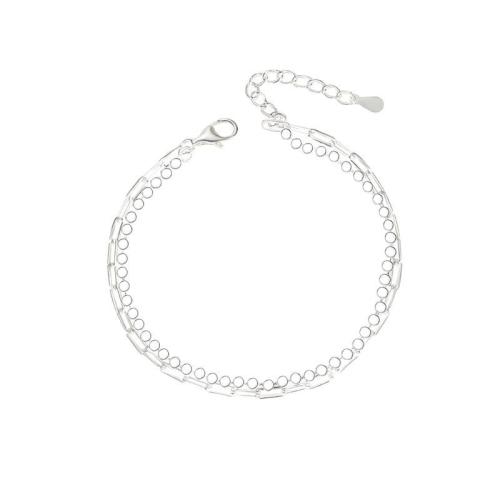 925 Sterling Silver Bracelet, Double Layer & different size for choice & for woman, more colors for choice, Sold By PC
