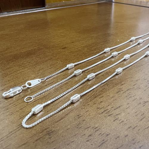 925 Sterling Silver Necklace Chain, different size for choice & box chain & for woman, silver color, Sold By PC