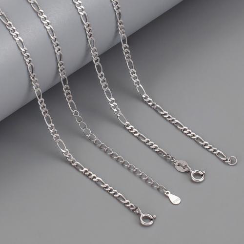 925 Sterling Silver Necklace Chain, Unisex & different size for choice, silver color, Sold By PC