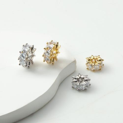 Zirkonia Micro Pave Messing Europa Bead, plattiert, DIY & Micro pave Zirkonia, keine, frei von Nickel, Blei & Kadmium, 4.30x10.60x10.60mm, verkauft von PC