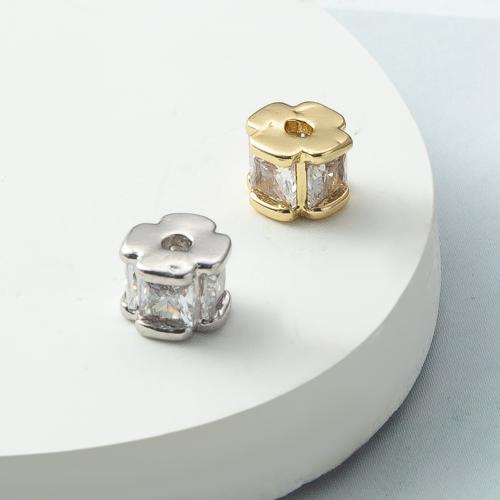 Zirkonia Micro Pave Messing Europa Bead, plattiert, DIY & Micro pave Zirkonia, keine, frei von Nickel, Blei & Kadmium, 5.60x5.60x4.50mm, verkauft von PC