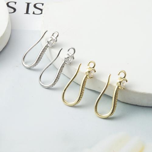 Brass Earring Drop Component, plated, fashion jewelry & micro pave cubic zirconia, more colors for choice, nickel, lead & cadmium free, 3x8x19.50mm, Sold By PC
