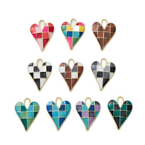 Tibetan Style Enamel Pendants, Heart, gold color plated, DIY, more colors for choice, 4PCs/Bag, Sold By Bag