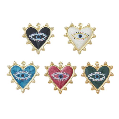 Tibetan Style Enamel Pendants, with Plastic Pearl, Heart, gold color plated, DIY, more colors for choice, 5PCs/Bag, Sold By Bag