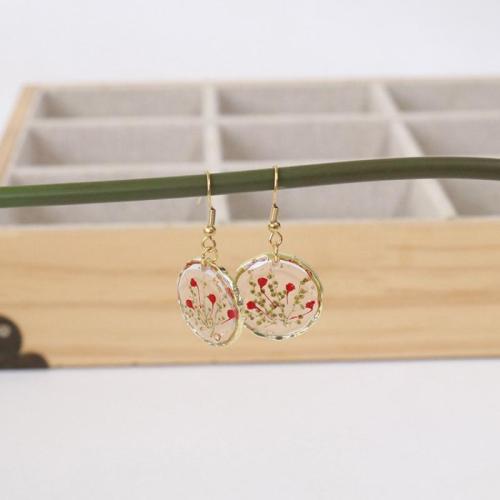 Tibetan Style Drop Earring, with Dried Flower & Resin & 304 Stainless Steel, epoxy gel, fashion jewelry & different designs for choice & for woman, 6Pairs/Bag, Sold By Bag