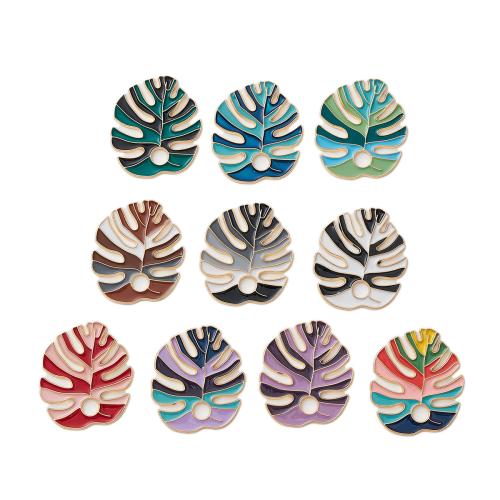 Tibetan Style Enamel Pendants, Leaf, gold color plated, DIY, more colors for choice, 4PCs/Bag, Sold By Bag