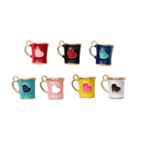 Tibetan Style Enamel Pendants, Cup, gold color plated, DIY, more colors for choice, 4PCs/Bag, Sold By Bag