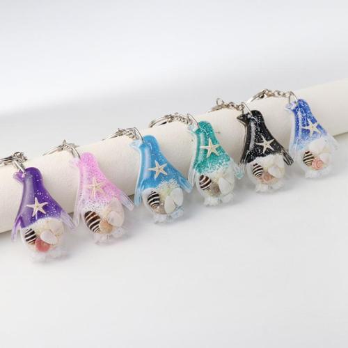 Resin Key Clasp, with Trumpet Shell & Iron, Penguin, epoxy gel, DIY & different designs for choice & luminated, more colors for choice, 6PCs/Bag, Sold By Bag