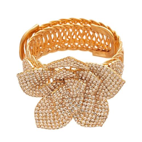 Tibetan Style Cuff Bangle, fashion jewelry & for woman & with rhinestone, more colors for choice, Sold By PC