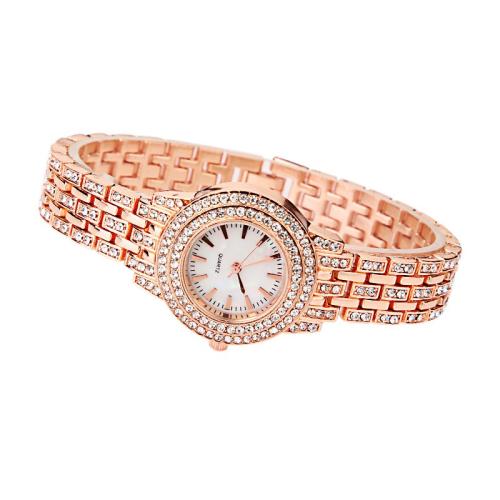Tibetan Style Watch Bracelet, with Glass, plated, fashion jewelry & Chinese movement & for woman & with rhinestone, more colors for choice, Dial diameter: 3cm, strap width: 1.2cm, strap total length: 25cm, Sold By Pair