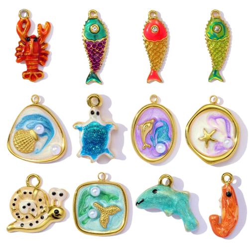 Pendentifs en titane, Acier titane, avec perle de plastique, Placage, DIY & émail & avec strass, plus de couleurs à choisir, 3PC/sac, Vendu par sac