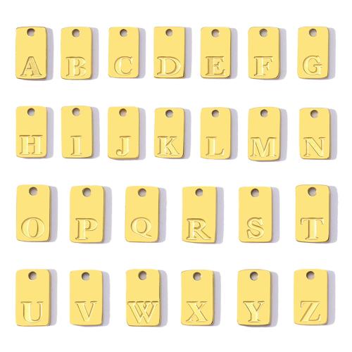 Pendentifs en acier inoxydable Lettre, Acier inoxydable 304, cadre, Placage de couleur d'or, DIY, doré, 3PC/sac, Vendu par sac