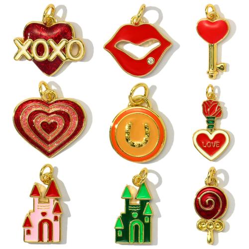 Cubique Pendentif en laiton zircon pavent, Placage, DIY & pavé de micro zircon & émail, plus de couleurs à choisir, protéger l'environnement, sans nickel, plomb et cadmium, 3PC/sac, Vendu par sac