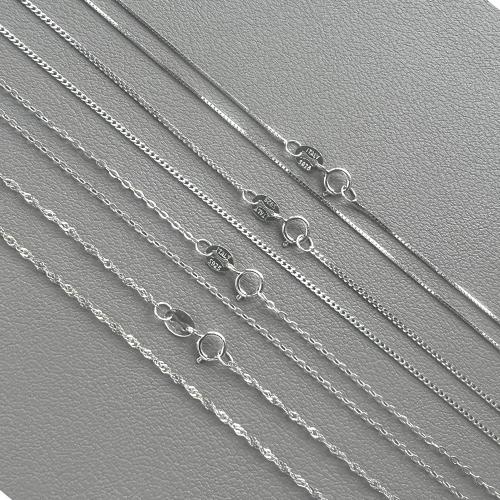 925 Sterling Silver Necklace Chain, different size for choice & different styles for choice, silver color, Sold By PC