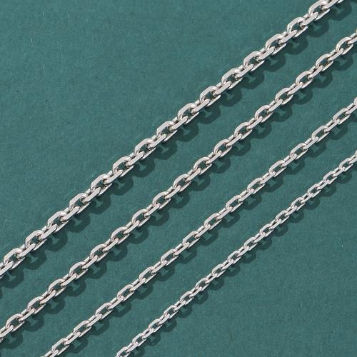 925 Sterling Silver Necklace Chain, cross chain & flower cut & different size for choice, silver color, Sold By PC