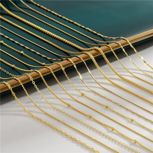 925 Sterling Silver Necklace Chain, gold color plated, different size for choice & different styles for choice, Sold By PC