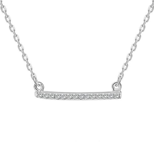 Argent sterling 925 collier, pour femme & avec strass, Longueur:Environ 16-20 pouce, Vendu par PC