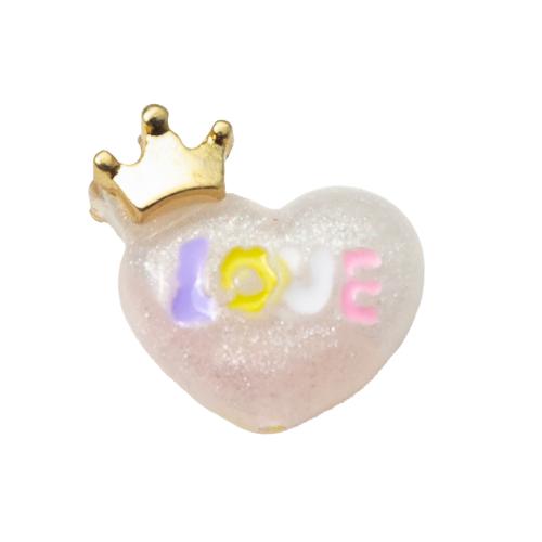 Abalorios de Resina, con metal, Corazón, Bricolaje, más colores para la opción, 14.75x8.30x13.10mm, agujero:aproximado 1.2mm, Vendido por UD