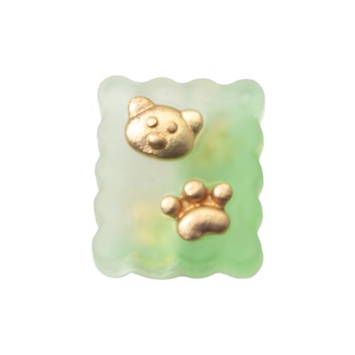 Resin Jewelry Beads, with Brass, Square, DIY, more colors for choice, 14.30x8.60x16.40mm, Hole:Approx 1.2mm, Sold By PC