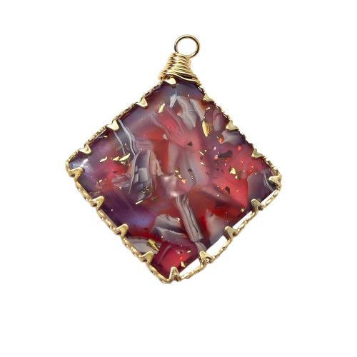 Resin Pendant, with Brass, DIY, more colors for choice, 31.80x4.20x37.60mm, Hole:Approx 1.2mm, Sold By PC