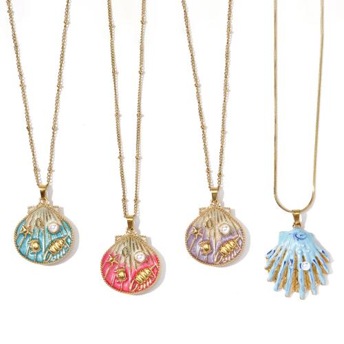 Collier d'acier titane, avec perle de plastique, Placage, bijoux de mode & émail, plus de couleurs à choisir, Trou:Environ 1.2mm, Vendu par PC